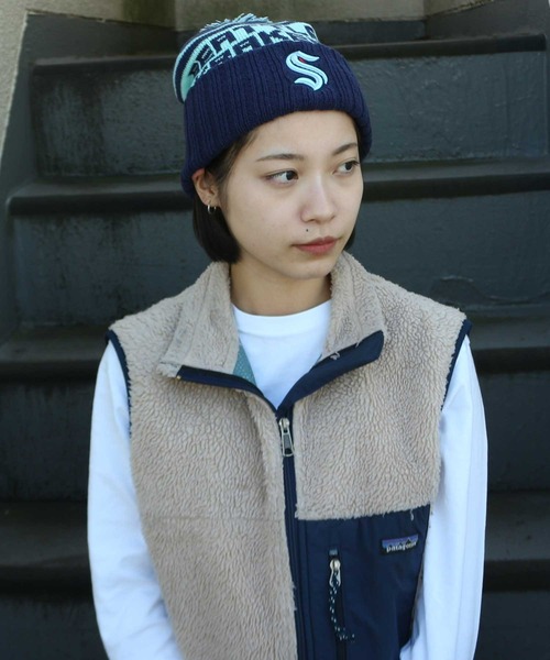 AMERICAN NEEDLE（アメリカンニードル）の「LAIDBACK / American Needle SEATTLE KRAKEN PONPON PILLOW LINE KNIT CAP / アメリカンニードル シアトルクラーケン ポンポンニットキャップ（ニットキャップ/ビーニー・レディース・ネイビー・FREE）」の6枚目の写真