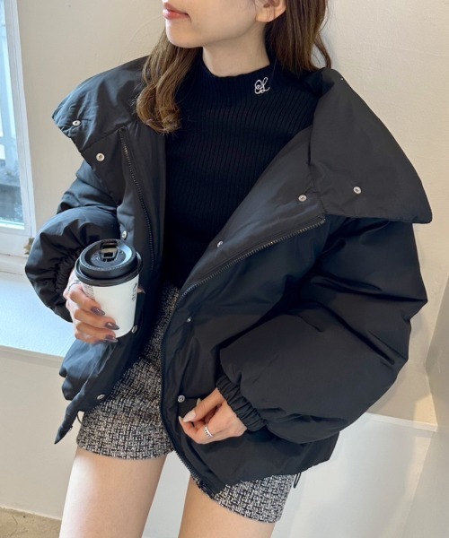 OLIVE des OLIVE（オリーブデオリーブ）の「袖口ボタンリブニット（ニット/セーター・レディース・ブラック/ブラウン/オフホワイト/サックスブルー・FREE）」の21枚目の写真