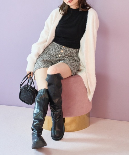 OLIVE des OLIVE（オリーブデオリーブ）の「袖口ボタンリブニット（ニット/セーター・レディース・ブラック/ブラウン/オフホワイト/サックスブルー・FREE）」の22枚目の写真