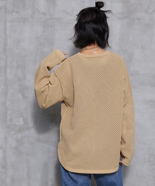 GEVS.(ジェイヴィス)の「<大きいサイズ> ロゴジャガードメッシュニットプルオーバー GEVS.(ニット/セーター・レディース・ブラック/ベージュ・L~LL/3L~4L/5L~6L)」の14枚目の写真