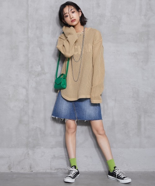 GEVS.(ジェイヴィス)の「<大きいサイズ> ロゴジャガードメッシュニットプルオーバー GEVS.(ニット/セーター・レディース・ブラック/ベージュ・L~LL/3L~4L/5L~6L)」の20枚目の写真
