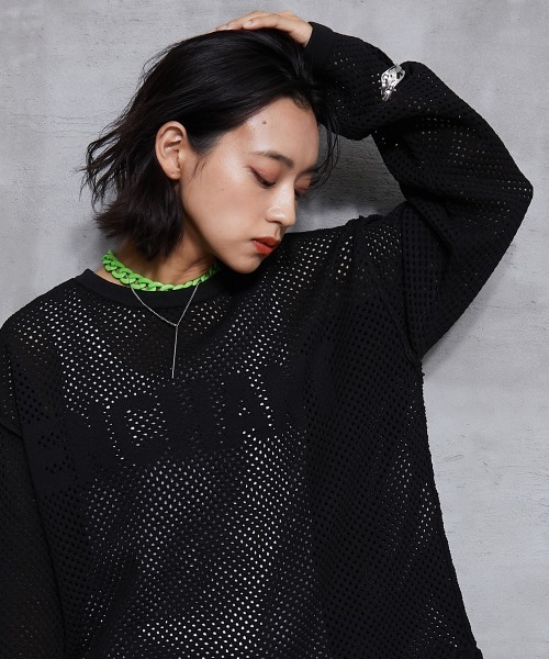 GEVS.(ジェイヴィス)の「<大きいサイズ> ロゴジャガードメッシュニットプルオーバー GEVS.(ニット/セーター・レディース・ブラック/ベージュ・L~LL/3L~4L/5L~6L)」の16枚目の写真