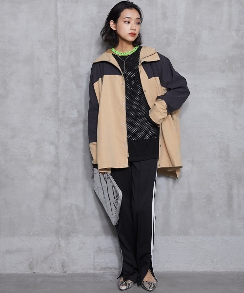 GEVS.(ジェイヴィス)の「<大きいサイズ> ロゴジャガードメッシュニットプルオーバー GEVS.(ニット/セーター・レディース・ブラック/ベージュ・L~LL/3L~4L/5L~6L)」の6枚目の写真