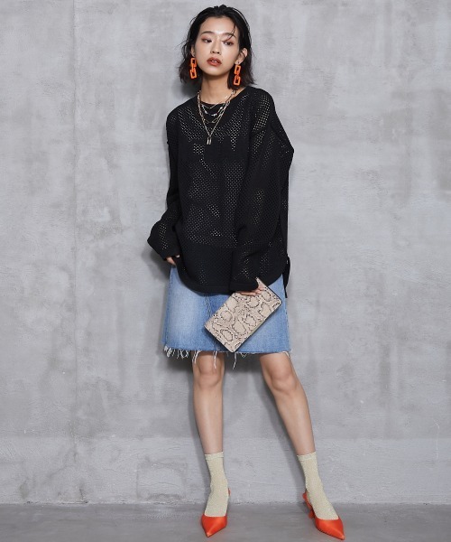 GEVS.(ジェイヴィス)の「<大きいサイズ> ロゴジャガードメッシュニットプルオーバー GEVS.(ニット/セーター・レディース・ブラック/ベージュ・L~LL/3L~4L/5L~6L)」の21枚目の写真