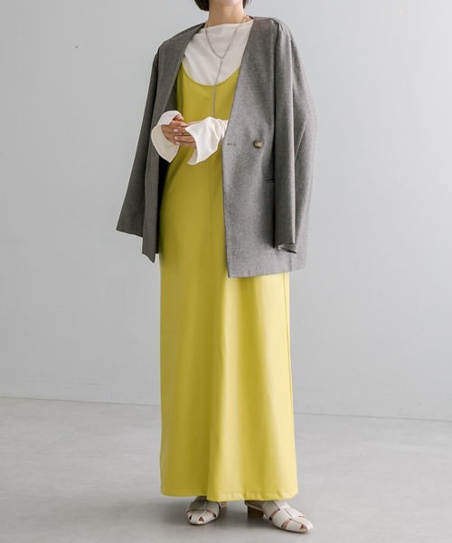 mystic（ミスティック）の「【サイズ展開あり】フェイクレザーキャミワンピース（ワンピース・レディース・ブラック/ライム/アイボリー・1/2）」の3枚目の写真