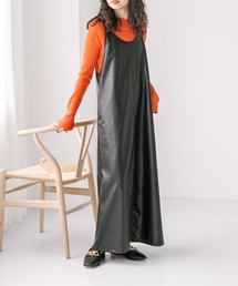 mystic | 【サイズ展開あり】フェイクレザーキャミワンピース(ワンピース)