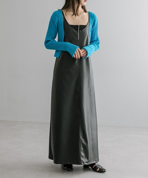 mystic（ミスティック）の「【サイズ展開あり】フェイクレザーキャミワンピース（ワンピース・レディース・ブラック/ライム/アイボリー・1/2）」の7枚目の写真