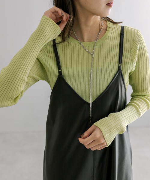 mystic（ミスティック）の「【サイズ展開あり】フェイクレザーキャミワンピース（ワンピース・レディース・ブラック/ライム/アイボリー・1/2）」の14枚目の写真