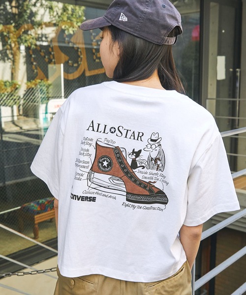 CONVERSE(コンバース)の「CONVERSE/コンバース ソリマチアキラデザイン ALL STAR ワイドクロップド半袖Tシャツ(Tシャツ/カットソー・レディース・ブラック系2/ホワイト系1/ホワイト系2/ブラック系1・M/L)」の15枚目の写真