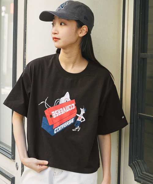 CONVERSE(コンバース)の「CONVERSE/コンバース ソリマチアキラデザイン ALL STAR ワイドクロップド半袖Tシャツ(Tシャツ/カットソー・レディース・ブラック系2/ホワイト系1/ホワイト系2/ブラック系1・M/L)」の6枚目の写真