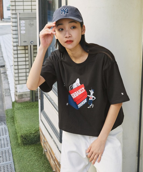 CONVERSE(コンバース)の「CONVERSE/コンバース ソリマチアキラデザイン ALL STAR ワイドクロップド半袖Tシャツ(Tシャツ/カットソー・レディース・ブラック系2/ホワイト系1/ホワイト系2/ブラック系1・M/L)」の11枚目の写真
