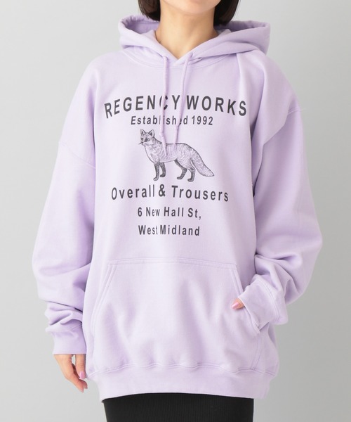 A part by（アパートバイ）の「【e/rm・別注】REGENCYWORKS（リージェンシーワークス）スウェットフーディー（パーカー・レディース・ラベンダー/オフホワイト・FREE）」の10枚目の写真