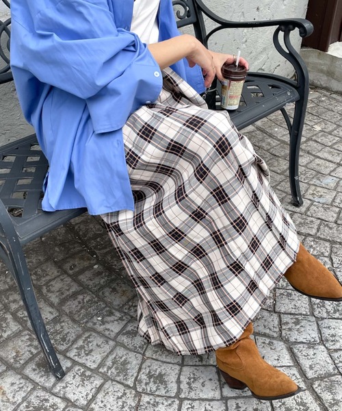 archives(アルシーヴ)の「【Limited item】CHECK LAP SKIRT(スカート・レディース・ベージュ/レッド/ブラック・MEDIUM)」の2枚目の写真