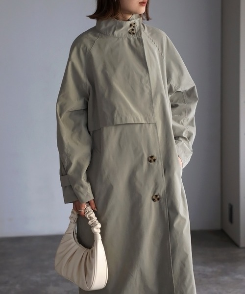 ピーチスキンスタンドカラーコート（トレンチコート）｜Bonjour Sagan