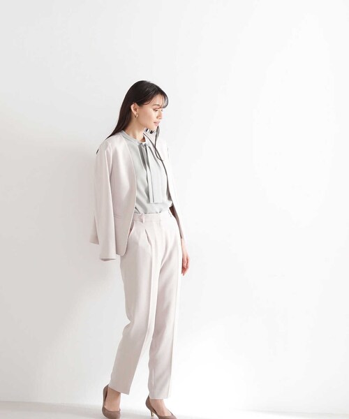 NATURAL BEAUTY BASIC(ナチュラルビューティーベーシック)の「【洗える】<ポリエステルドビーSET UP>ノーカラージャケット(ノーカラージャケット・レディース・グレー/ネイビー/ベージュ・MEDIUM/X-SMALL/SMALL/LARGE)」の18枚目の写真