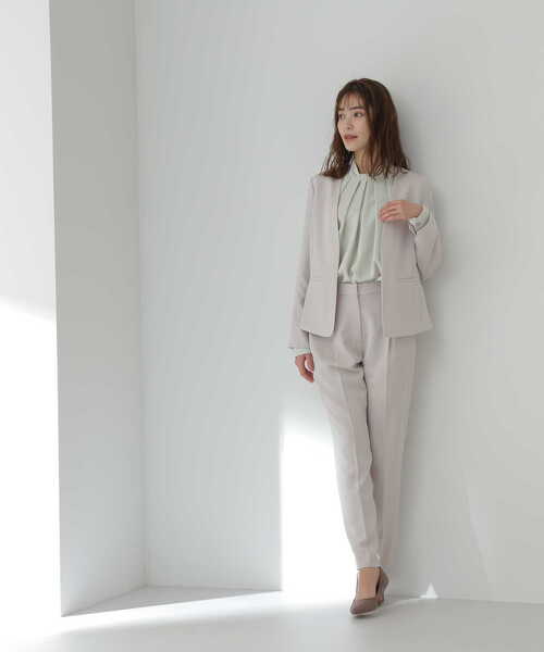 NATURAL BEAUTY BASIC(ナチュラルビューティーベーシック)の「【洗える】<ポリエステルドビーSET UP>ノーカラージャケット(ノーカラージャケット・レディース・グレー/ネイビー/ベージュ・MEDIUM/X-SMALL/SMALL/LARGE)」の20枚目の写真