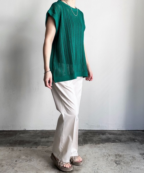 COMMON WARE（コモンウェアー）の「COMMONWARE:透かし編み メッシュ ベスト（ベスト・レディース・グリーン/ベージュ/ブラック・L/M）」の11枚目の写真