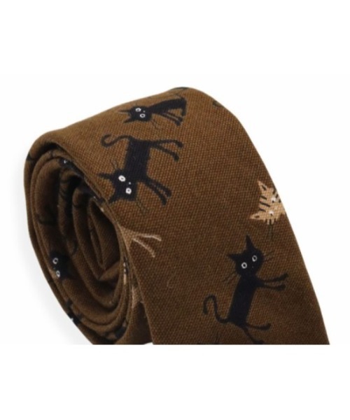Sakka（サッカ）の「ネコ　猫　ネクタイ　カジュアル　日本製（ネクタイ・メンズ・ブラック/ブラウン/ホワイト・FREE）」の5枚目の写真