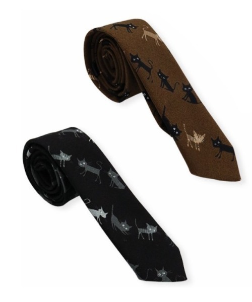 Sakka（サッカ）の「ネコ　猫　ネクタイ　カジュアル　日本製（ネクタイ・メンズ・ブラック/ブラウン/ホワイト・FREE）」の4枚目の写真