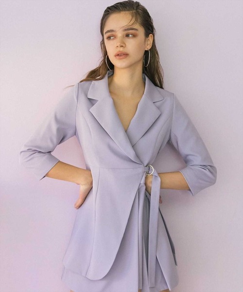 REDYAZEL(レディアゼル)の「アシメテーラージャケットワンピース(ワンピース・レディース・ラベンダー/ブルー/オフホワイト・SMALL/MEDIUM)」の14枚目の写真