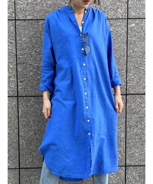 GAP（ギャップ）の「リネン混ボリュームスリーブシャツワンピース（ワンピース・レディース・ブルー/ブラック/グリーン・XS/S/M/L/XXS）」の17枚目の写真