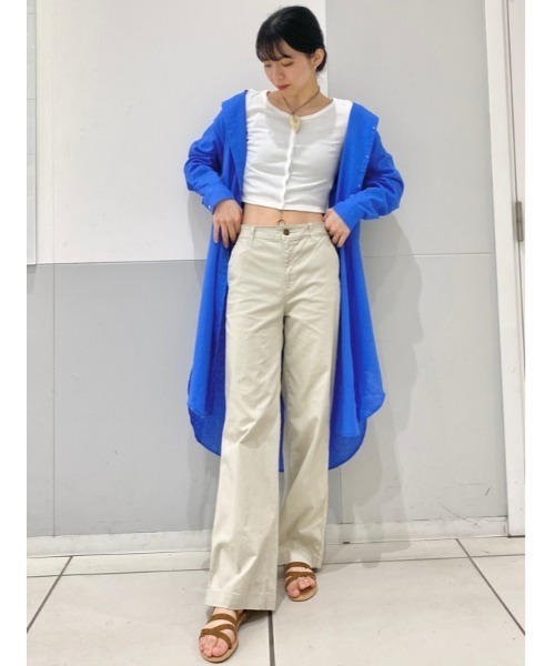 GAP（ギャップ）の「リネン混ボリュームスリーブシャツワンピース（ワンピース・レディース・ブルー/ブラック/グリーン・XS/S/M/L/XXS）」の12枚目の写真