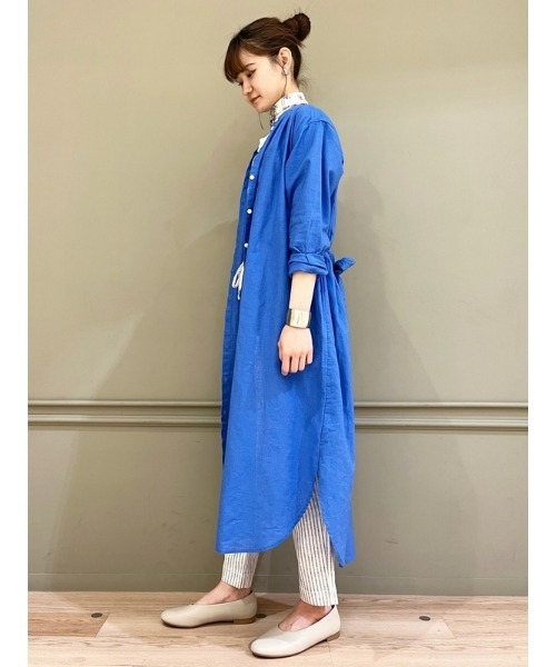 GAP（ギャップ）の「リネン混ボリュームスリーブシャツワンピース（ワンピース・レディース・ブルー/ブラック/グリーン・XS/S/M/L/XXS）」の10枚目の写真