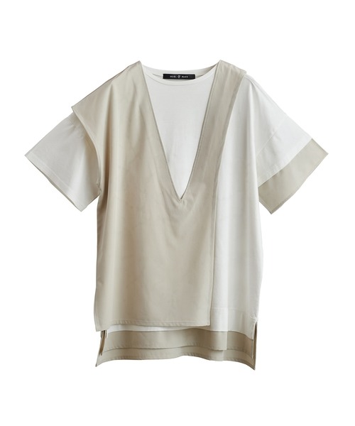 NO ID.（ノーアイディ）の「【NO ID.】Asymmetric Three-Layered Crew-Neck T-Shirt / アシンメトリー スリー レイヤード クルーネック Tシャツ（Tシャツ/カットソー・メンズ・ホワイト/グレー/ブラック・2/1）」の4枚目の写真