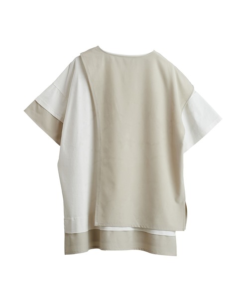 NO ID.（ノーアイディ）の「【NO ID.】Asymmetric Three-Layered Crew-Neck T-Shirt / アシンメトリー スリー レイヤード クルーネック Tシャツ（Tシャツ/カットソー・メンズ・ホワイト/グレー/ブラック・2/1）」の5枚目の写真