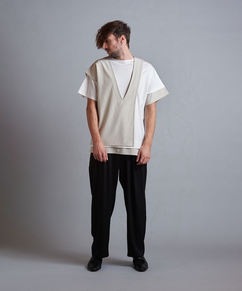 NO ID.（ノーアイディ）の「【NO ID.】Asymmetric Three-Layered Crew-Neck T-Shirt / アシンメトリー スリー レイヤード クルーネック Tシャツ（Tシャツ/カットソー・メンズ・ホワイト/グレー/ブラック・2/1）」の18枚目の写真