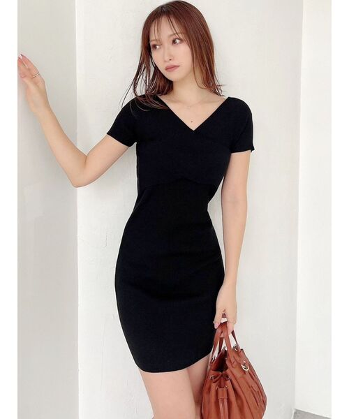 RESEXXY（リゼクシー）の「フロントクロスニットワンピース（ワンピース・レディース・ブラック/ピンク/アイボリー・SMALL/MEDIUM）」の5枚目の写真