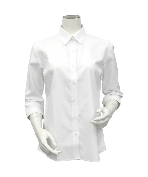 TOKYO SHIRTS（トウキョウシャツ）の「透け防止 形態安定ノーアイロン レギュラー 七分袖ビジネスワイシャツ（ビジネスシャツ・レディース・ホワイト・L/XL/XS/LL/M/S）」の2枚目の写真