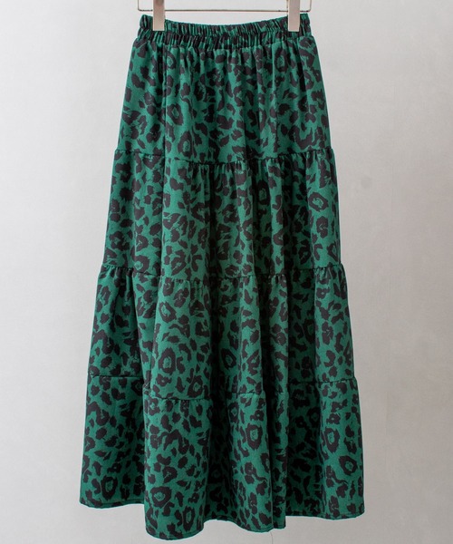 SpRay(スプレイ)の「ヒョウ柄ティア-ドロングスカート(スカート・レディース・グリーン/ホワイト/ベージュ/ブラック/ブラウン・FREE)」の7枚目の写真