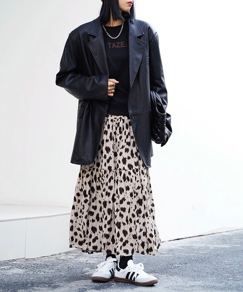 SpRay(スプレイ)の「ヒョウ柄ティア-ドロングスカート(スカート・レディース・グリーン/ホワイト/ベージュ/ブラック/ブラウン・FREE)」の19枚目の写真