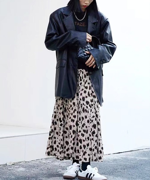SpRay(スプレイ)の「ヒョウ柄ティア-ドロングスカート(スカート・レディース・グリーン/ホワイト/ベージュ/ブラック/ブラウン・FREE)」の17枚目の写真