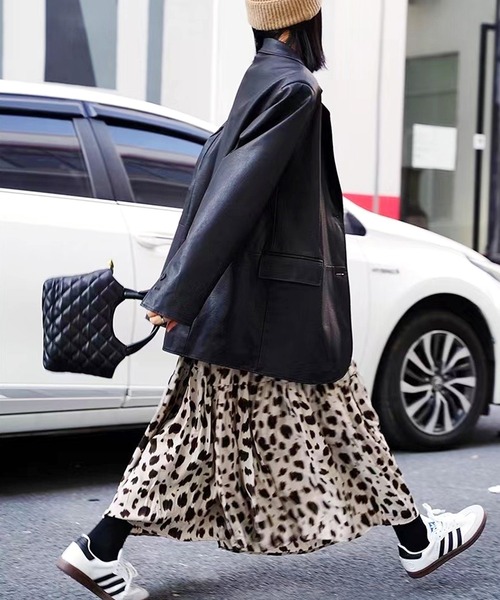 SpRay(スプレイ)の「ヒョウ柄ティア-ドロングスカート(スカート・レディース・グリーン/ホワイト/ベージュ/ブラック/ブラウン・FREE)」の15枚目の写真