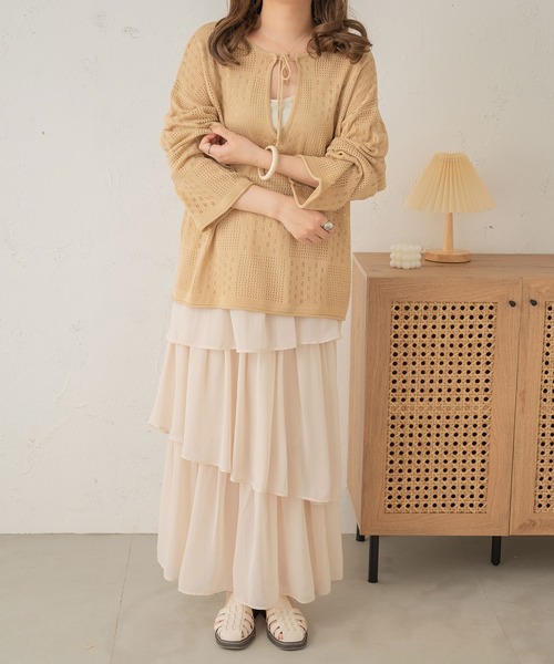 Ambre Neige(アンブルネージュ)の「【前後2WAY】スキッパーメッシュトップス/WEB/EC限定商品(ニット/セーター・レディース・ベージュ/ライトブラウン/アイボリー・FREE)」の14枚目の写真