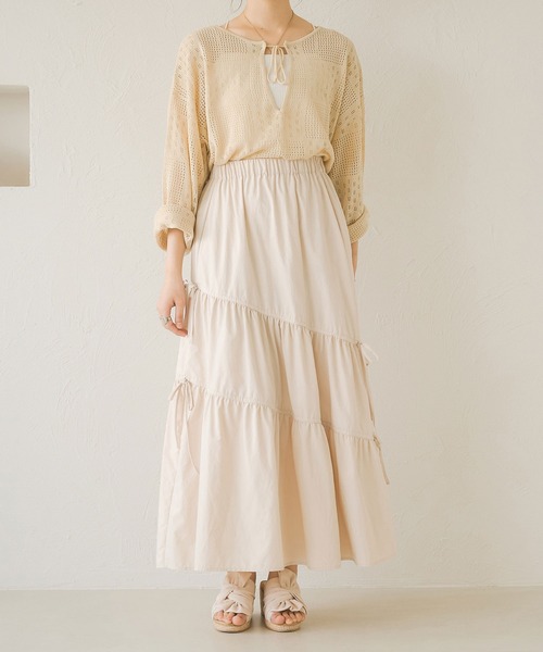 Ambre Neige(アンブルネージュ)の「【前後2WAY】スキッパーメッシュトップス/WEB/EC限定商品(ニット/セーター・レディース・ベージュ/ライトブラウン/アイボリー・FREE)」の8枚目の写真