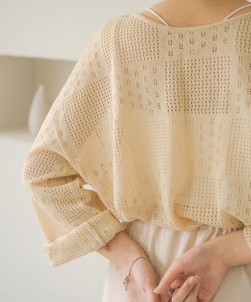 Ambre Neige(アンブルネージュ)の「【前後2WAY】スキッパーメッシュトップス/WEB/EC限定商品(ニット/セーター・レディース・ベージュ/ライトブラウン/アイボリー・FREE)」の11枚目の写真