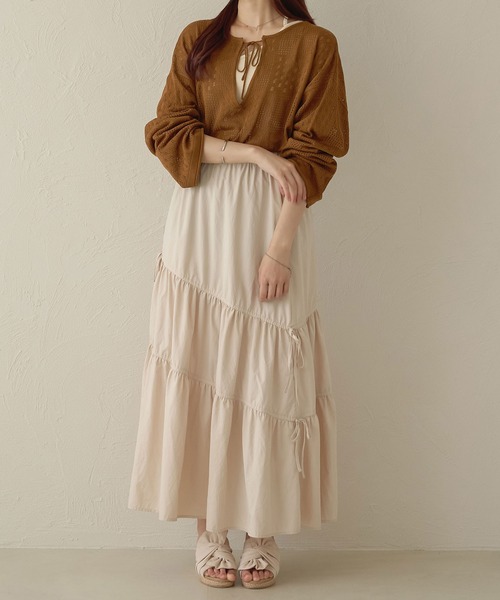 Ambre Neige(アンブルネージュ)の「【前後2WAY】スキッパーメッシュトップス/WEB/EC限定商品(ニット/セーター・レディース・ベージュ/ライトブラウン/アイボリー・FREE)」の5枚目の写真