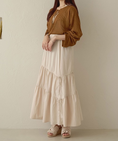 Ambre Neige(アンブルネージュ)の「【前後2WAY】スキッパーメッシュトップス/WEB/EC限定商品(ニット/セーター・レディース・ベージュ/ライトブラウン/アイボリー・FREE)」の6枚目の写真
