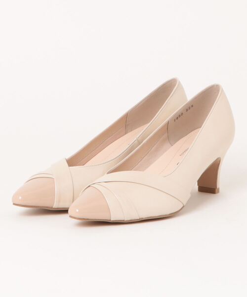 未使用品　melmo メルモ　ベージュ　クロス　パンプス　ハイヒール　23 MELMO（メルモ）の「ポインテッドトゥデザインパンプス