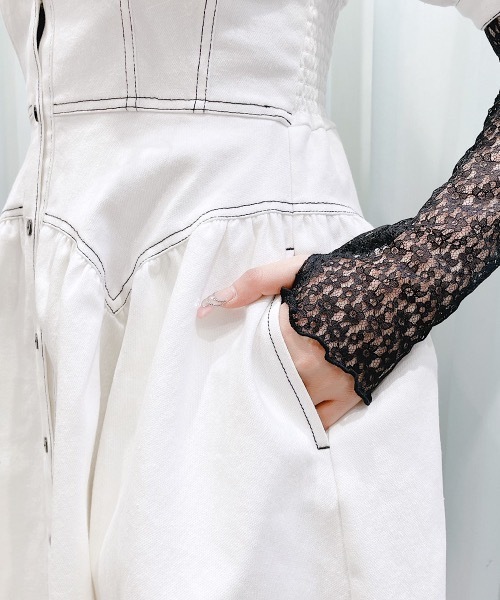 PAIN（ペイン）の「ストレッチステッチデニムワンピース（ワンピース・レディース・ホワイト/ブラック・FREE）」の18枚目の写真