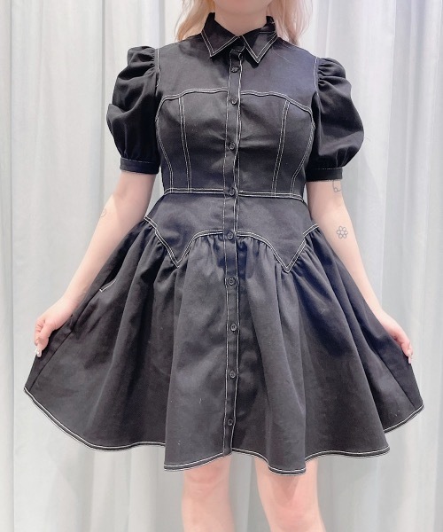 PAIN（ペイン）の「ストレッチステッチデニムワンピース（ワンピース・レディース・ホワイト/ブラック・FREE）」の19枚目の写真