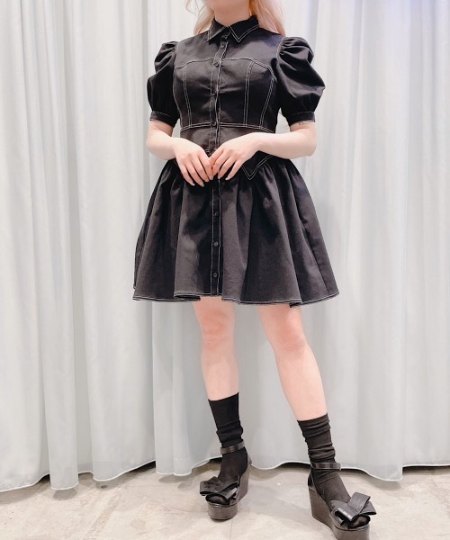 PAIN（ペイン）の「ストレッチステッチデニムワンピース（ワンピース・レディース・ホワイト/ブラック・FREE）」の20枚目の写真