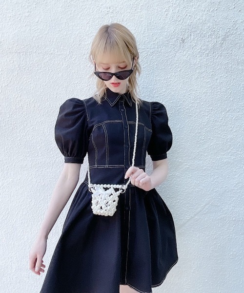 PAIN（ペイン）の「ストレッチステッチデニムワンピース（ワンピース・レディース・ホワイト/ブラック・FREE）」の6枚目の写真