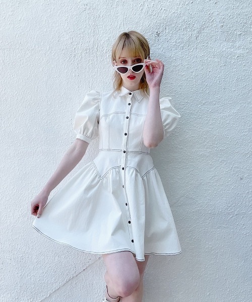 PAIN（ペイン）の「ストレッチステッチデニムワンピース（ワンピース・レディース・ホワイト/ブラック・FREE）」の10枚目の写真