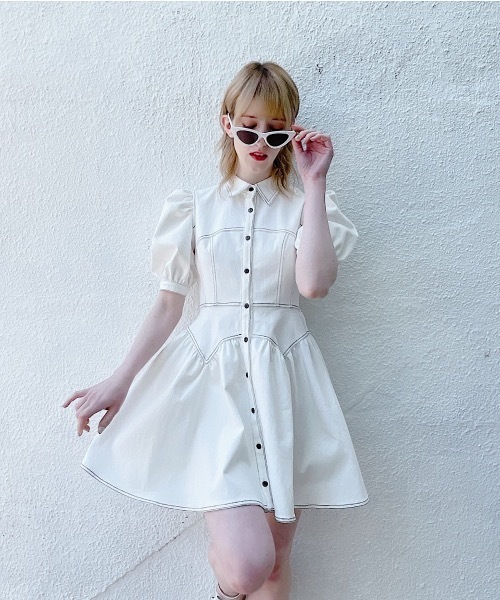 PAIN（ペイン）の「ストレッチステッチデニムワンピース（ワンピース・レディース・ホワイト/ブラック・FREE）」の8枚目の写真