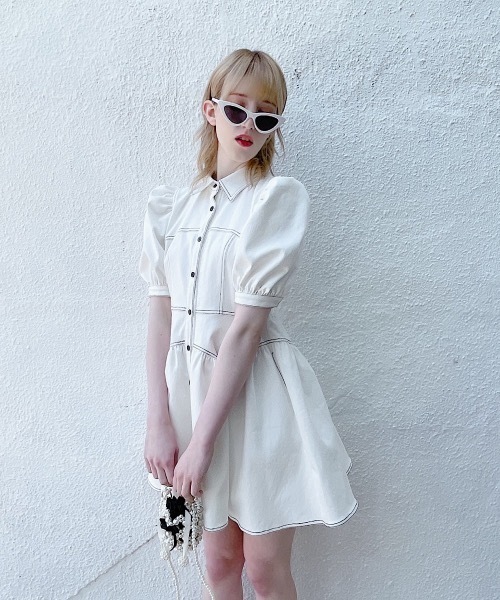 PAIN（ペイン）の「ストレッチステッチデニムワンピース（ワンピース・レディース・ホワイト/ブラック・FREE）」の9枚目の写真