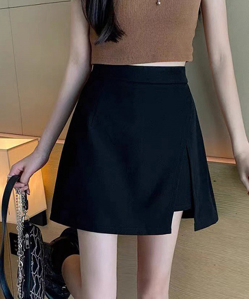 c.u.l（シーユーエル）の「レイヤードスリットミニスカートパンツ culw425（スカート・レディース・ブラック/グレー・L/M/XL）」の7枚目の写真